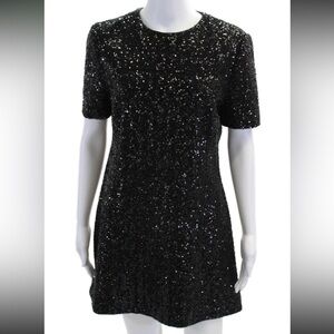 EUC Saint Laurent Black Sequin A-line Mini Dress size 8